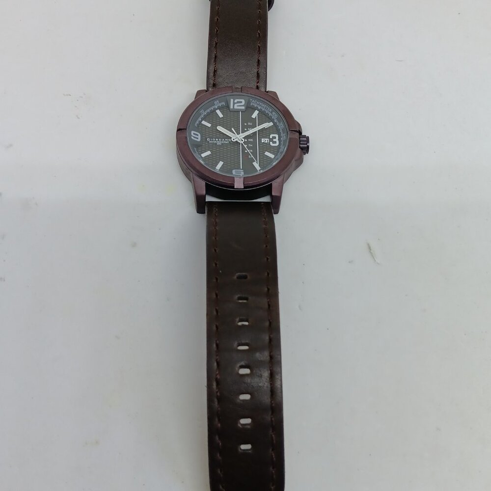 Giordano GD-50007-02 Men's 45mm Brown Multifunction Leather Strap Watch NEW BATT - Picture 7 of 12